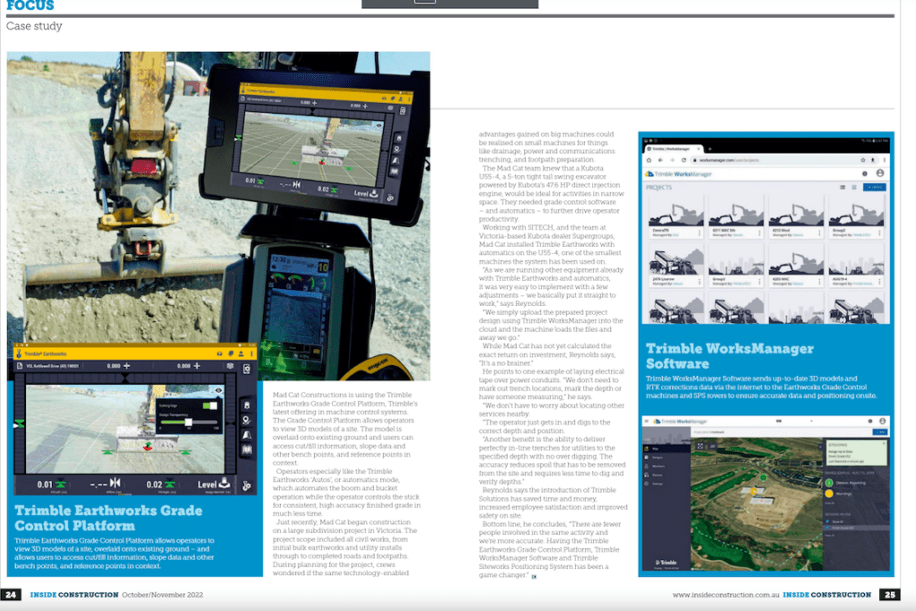 Trimble Earthworks Grade Control Siteworks WorksManager